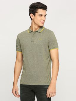 Pepe Jeans - Dark Olive Textured Collar Short Sleeves Polo T-Shirt