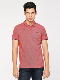 Pepe Jeans - Dark Red Textured Collar Short Sleeves Polo T-Shirt