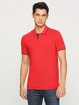 Pepe Jeans - Classic Red Solid Collar Short Sleeves Polo T-Shirt