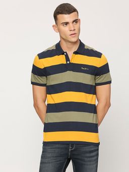 Pepe Jeans - Navy Blue Striped Short Sleeves Polo T-Shirt