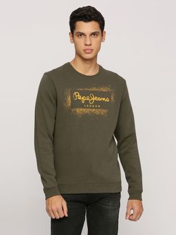 Pepe Jeans - Olive Round Neck Full Sleeves Sweatshirt