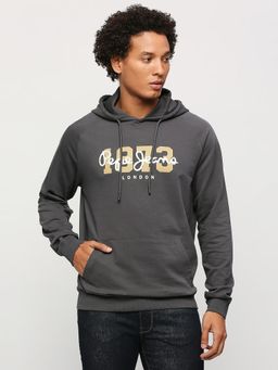 Pepe Jeans - Grey Typography Hooded Sweatshirt