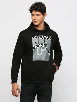Pepe Jeans - Black Typography Printed Hooded Sweatshirt