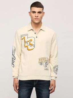 Pepe Jeans - Beige Typography Printed Sweatshirt
