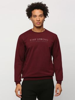 Pepe Jeans - Burgundy Typography Print Full Sleeves Sweatshirt
