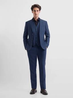 Arrow - Mens Polyester Three Piece Suit Blue Blazer With Trousers & Waistcoat