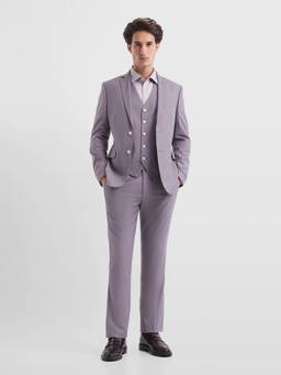 Arrow - Mens Polyester Three Piece Suit Purple Blazer With Trousers & Waistcoat