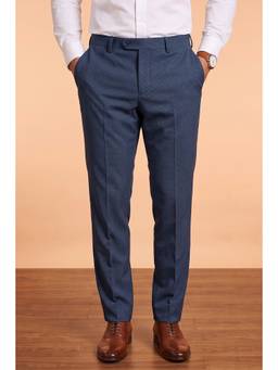 Peter England - Mens Polyester Blend Navy Blue Formal Trouser