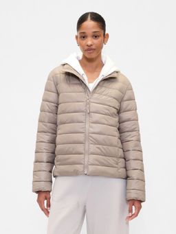 GAP - Women High-Neck Relaxed Puffer Beige Jacket
