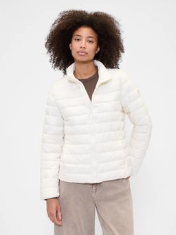 GAP - Women High-Neck Relaxed Puffer White Jacket