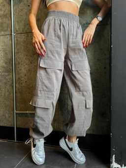 Outzidr - Grey Multi Pockets Cargo Track Pant