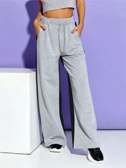 Outzidr - Grey High Waist Side Panel Pant