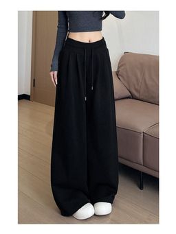 Outzidr - Black High Waist Barrel Style Double Pleated Pant