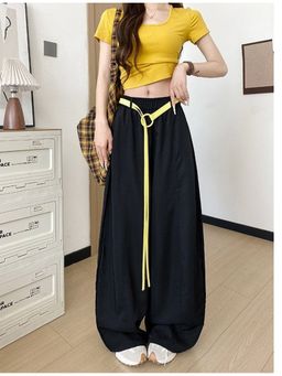 Outzidr - Black High Waist Barrel Style Pant