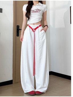 Outzidr - White High Waist Barrel Style Pant
