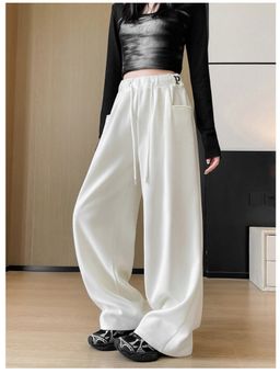 Outzidr - White High Waist Drawstring Pant