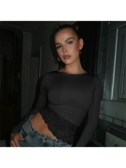 Outzidr - Lace-Insert Black Top