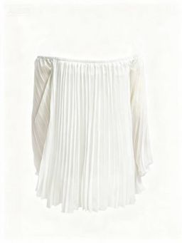 Outzidr - White Bell Sleeve Off Shoulder Mini Dress