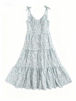 Outzidr - White Shoulder Tie-Up Flare Maxi Dress