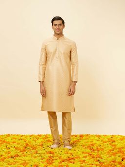 Twamev - Beige Art Silk Embroidered Kurta and Churidar (Set of 2)