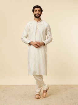 Twamev - Grey Blended Viscose Embroidered Kurta and Churidar (Set of 2)