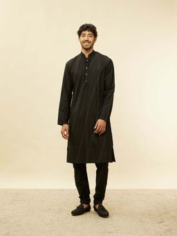 Twamev - Black Blended Viscose Embroidered Kurta and Churidar (Set of 2)