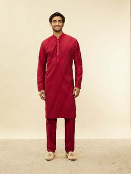 Twamev - Red Blended Viscose Embroidered Kurta and Churidar (Set of 2)