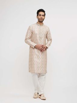 Twamev - Pink Art Silk Thread Embroidery Kurta and Churidar (Set of 2)