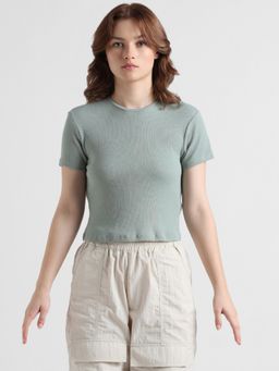ONLY - Green Ribbed T-Shirt