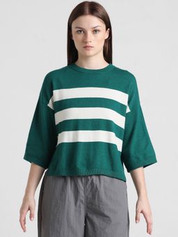 ONLY - Green Striped Boxy Pullover