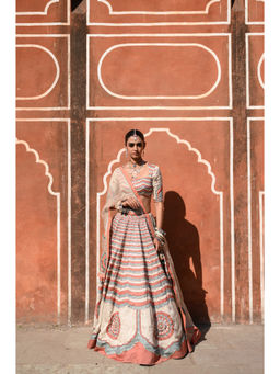 Baise Gaba - Rang Mahal Gota Work Blouse with Lehenga and Dupatta (Set of 3)