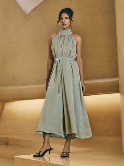 House of Fett - Green Ocean Mist Resortwear Jumpsuit with Belt