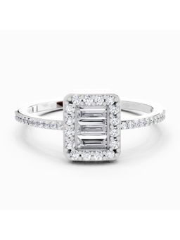 Sparkles - Lab Grown Diamond 0.42 Carat Baguette Shape Halo Diamond Ring Silver