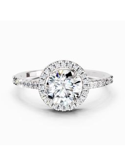 Sparkles - Lab Grown Diamond 0.97 Carat Round Halo Engagement Ring Silver