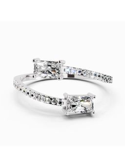 Sparkles - Lab Grown Diamond 0.82 Carat Emerald Shape Diamond Toi Et Moi Ring Silver