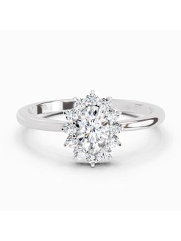 Sparkles - Lab Grown Diamond 0.77 Carat Oval Shape Halo Diamond Engagement Ring Silver