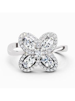 Sparkles - Lab Grown Diamond 1.72 Carat Oval Flower Ring Silver