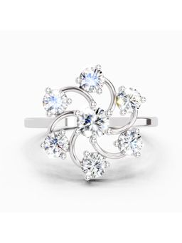 Sparkles - Lab Grown Diamond 0.86 Carat Round Swirl Cluster Ring Silver