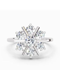 Sparkles - Lab Grown Diamond 0.9 Carat Round Starburst Ring Silver
