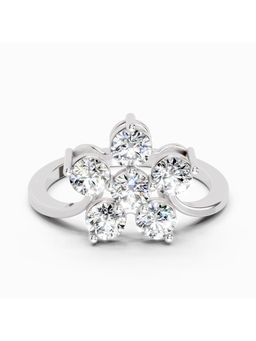 Sparkles - Lab Grown Diamond 0.81 Carat Round Shape Diamond Flower Ring Silver