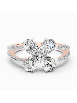 Sparkles - Lab Grown Diamond 1.38 Carat Pear Shape Diamond Clover Ring Rose Gold