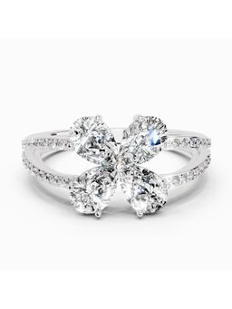 Sparkles - Lab Grown Diamond 1.38 Carat Pear Shape Diamond Clover Ring Silver