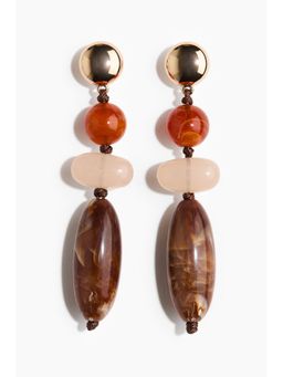H&M - Women Brown Beaded Dangle Earrings
