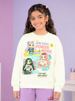 KiddoPanti - Off White Printed Fleece Regular Fit Sweatshirt
