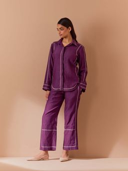 Priya Chaudhary - Purple Soft Chanderi Co-Ord (Set of 2)