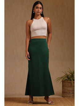 Soch - Womens Green Cotton Spandex Solid Petticoat