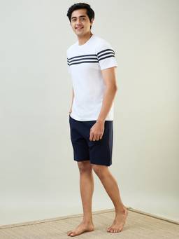 Sleepz by Raymond - Men'S Regular Fit Solid White T-Shirt with Shorts
