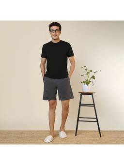 Sleepz by Raymond - Men'S Regular Fit Solid Black T-Shirt with Shorts