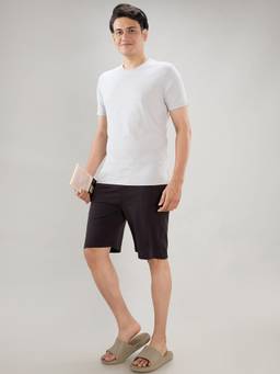 Sleepz by Raymond - Men'S Regular Fit Solid Grey T-Shirt with Shorts