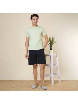 Sleepz by Raymond - Men'S Regular Fit Solid Green T-Shirt with Shorts